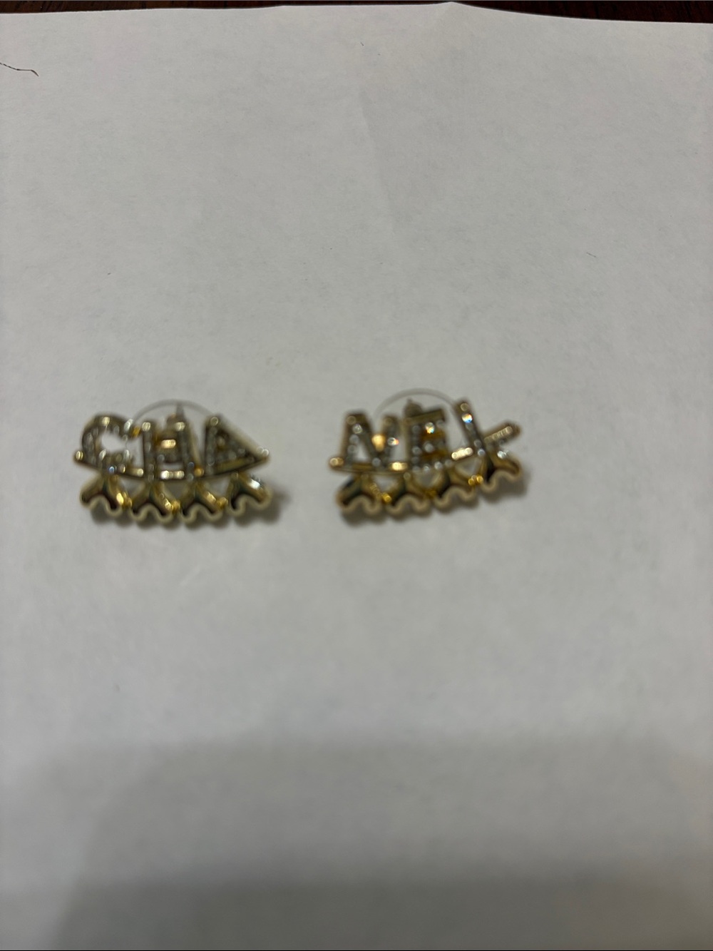 Gold Tone Zigzag Crystal Accent Earrings